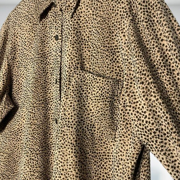 Alfred Dunner Size 14 Long Sleeve Button-Up Blouse Top Animal Print Collared Top - Picture 5 of 11